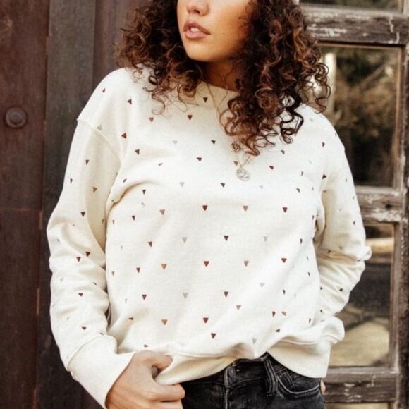 Böhme Ivory Sweatshirt – Embroidered Triangle Detail Pullover Size XS - Picture 1 of 5